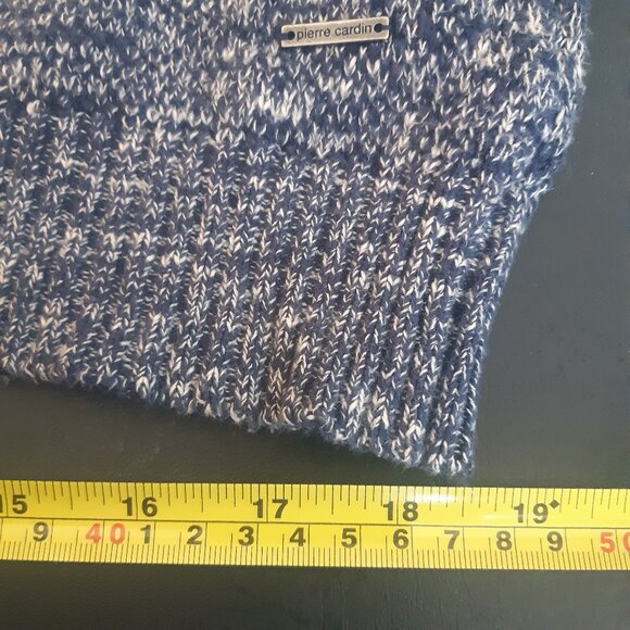 Pierre Cardin Blue & White 100% Cotton Sweater 4 Button, Partial Placket Zipper - Picture 14 of 15